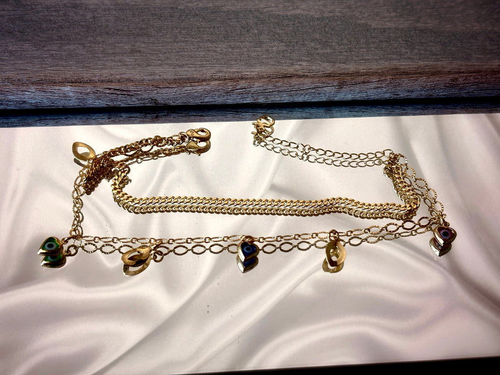 Mystic Heart Layered Anklet