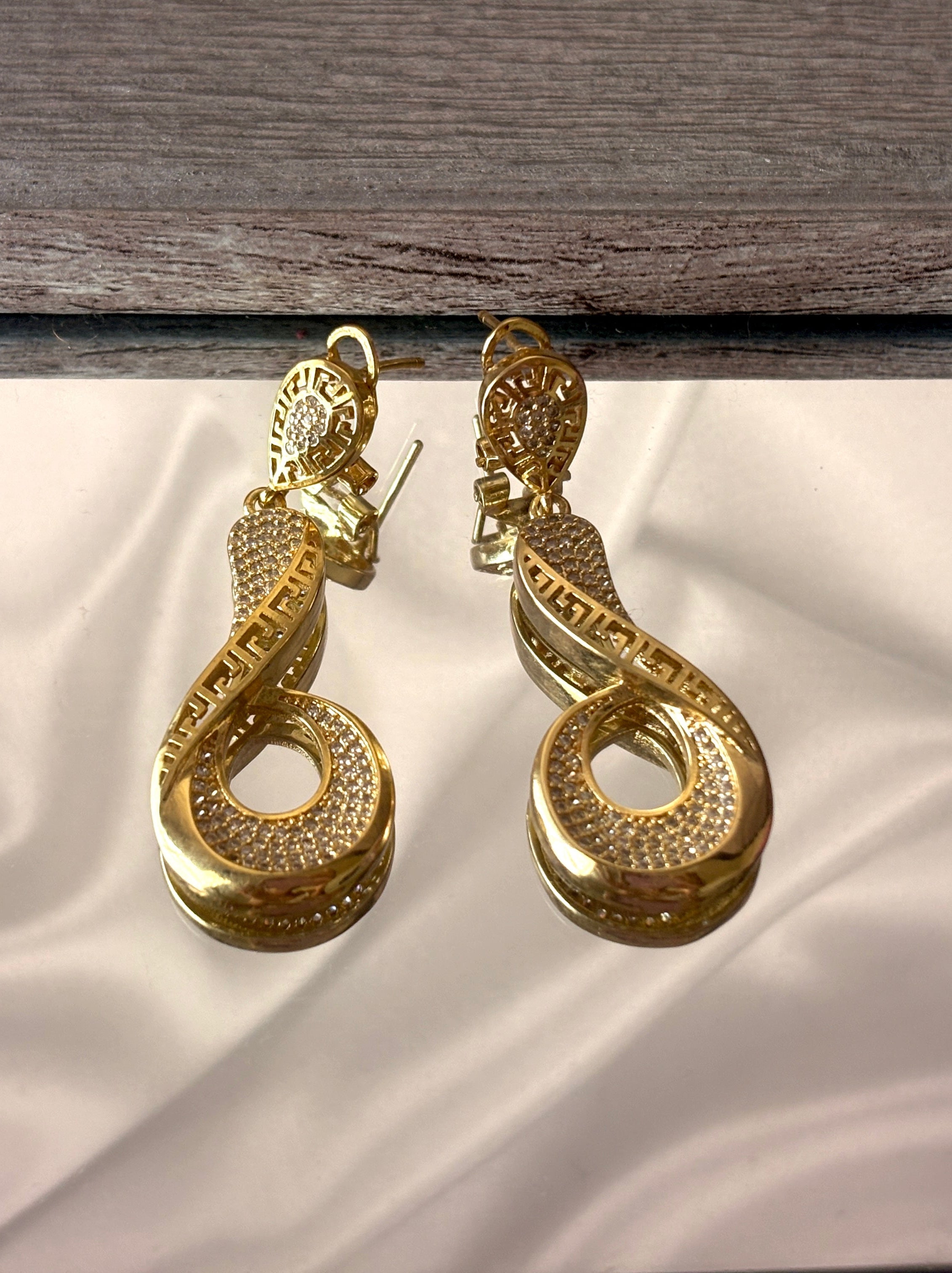 Curve Studded Drop Earrings and Pendant
