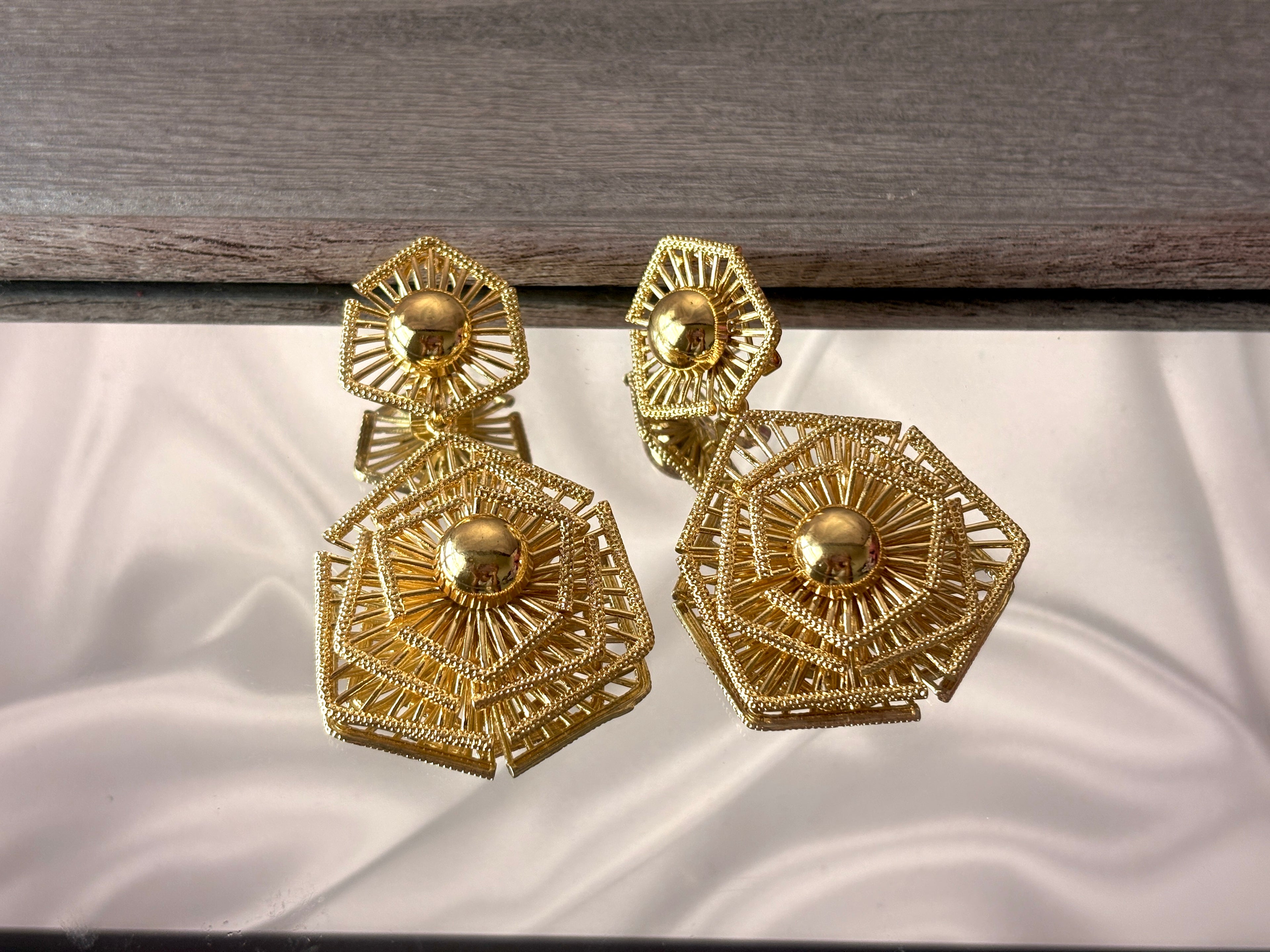 Dual Hexa Drop Earrings and Pendant