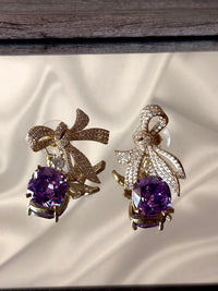 Bow- Drop Stud Earrings