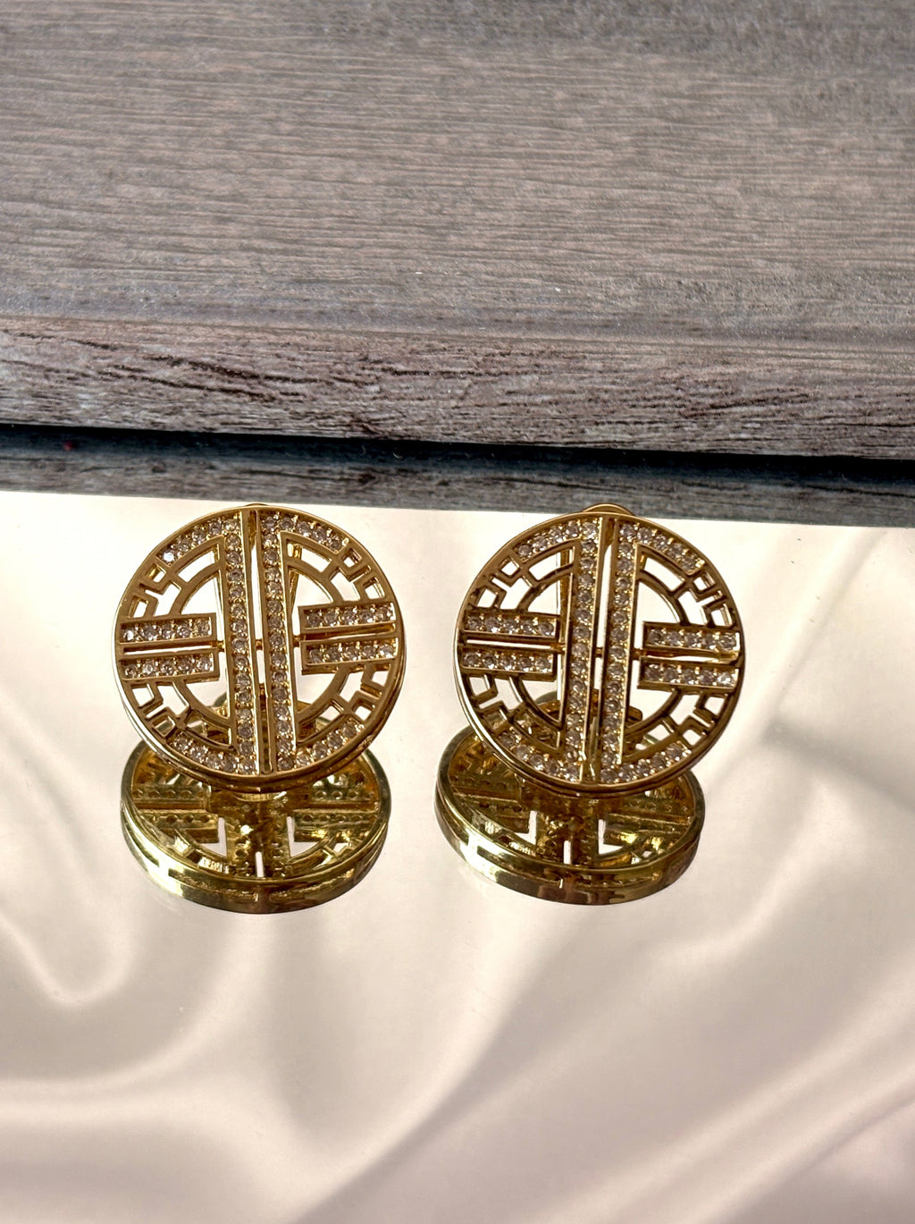 Studded Circle Earrings and Pendant