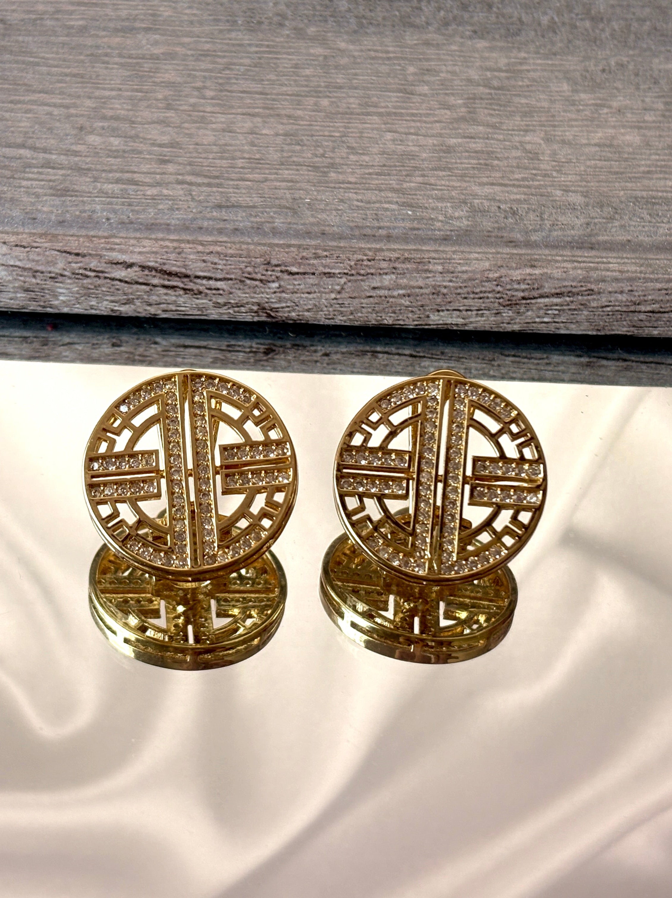 Studded Circle Earrings and Pendant