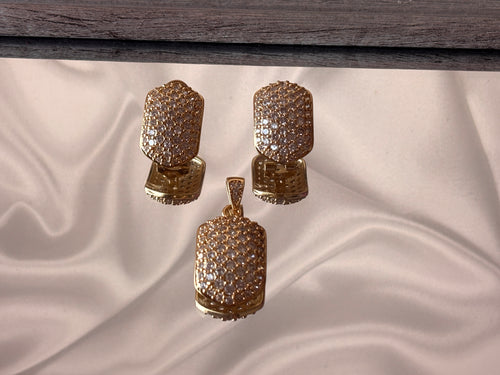 Arched Oval Drop Earrings and Pendant