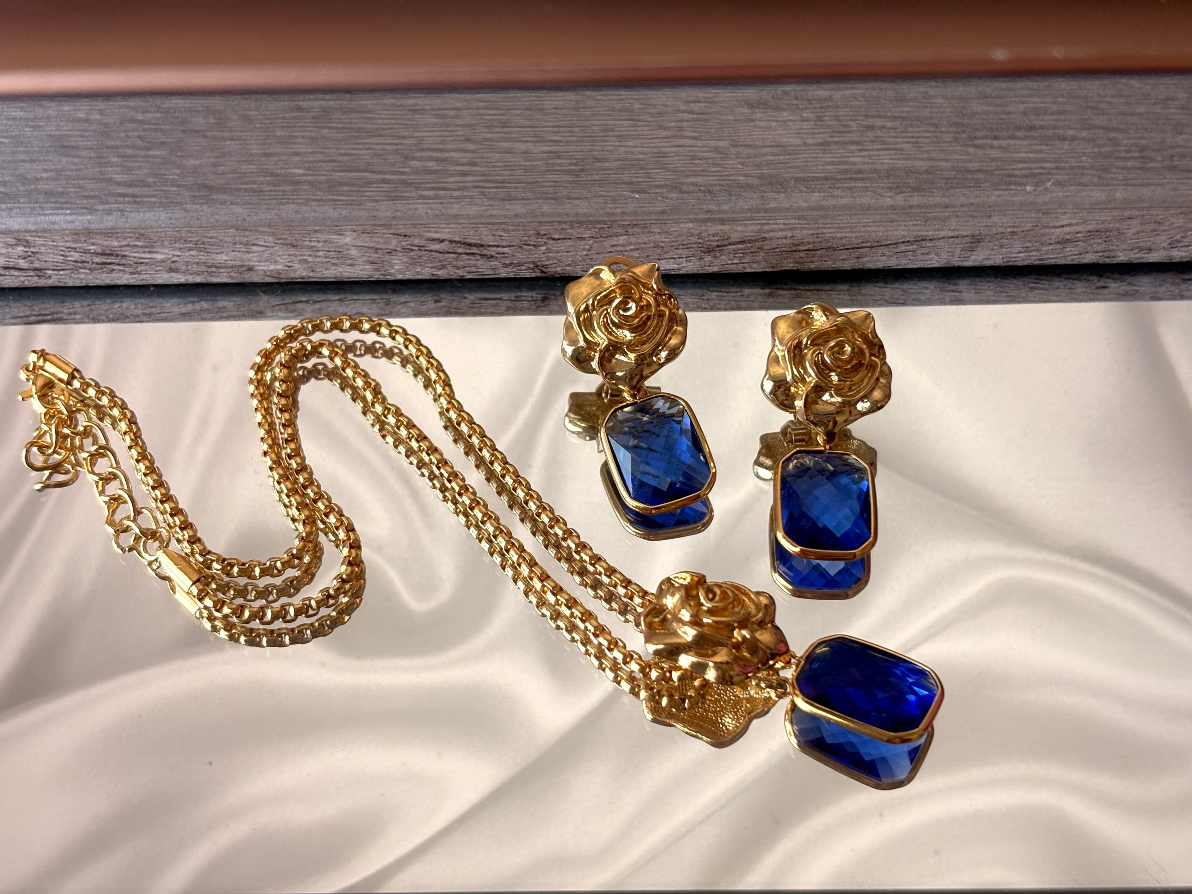 Rose Tanzanite Drop Earrings and Pendant