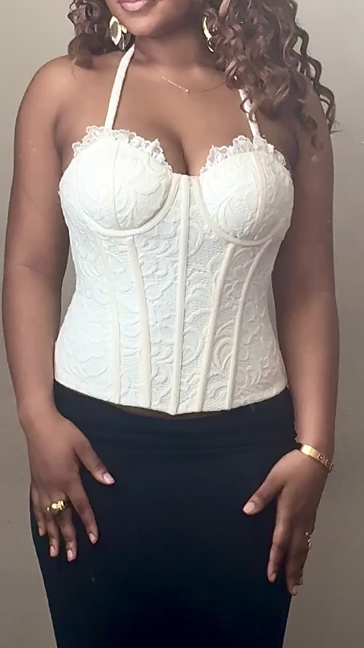(Preorder) Halter Luxe Corset - Ivory