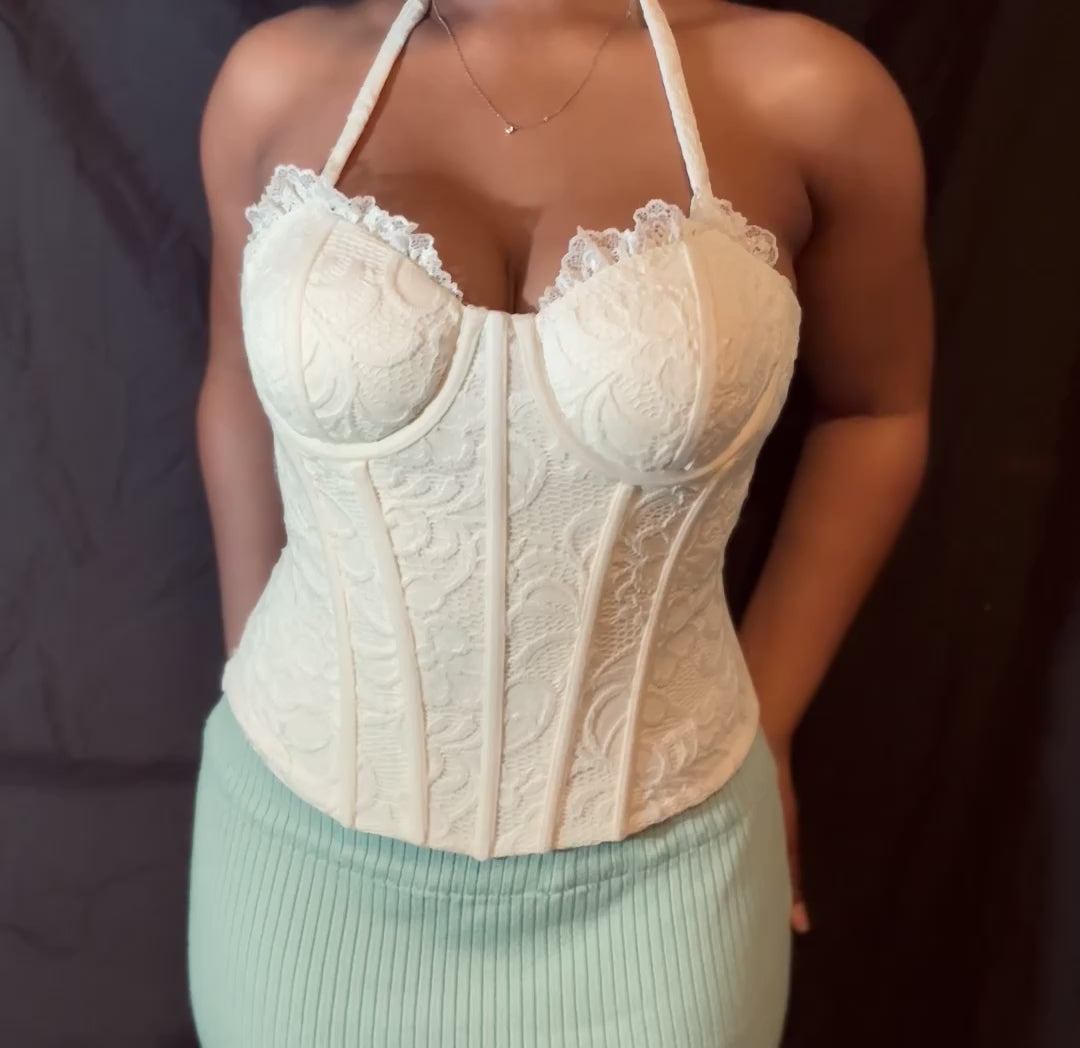(Preorder) Halter Luxe Corset - Ivory